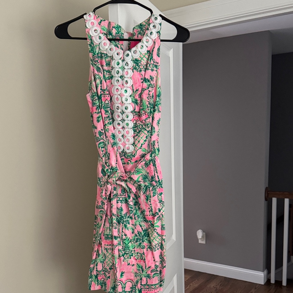 Lilly Pulitzer Pink and Green Tropical Mini Dress